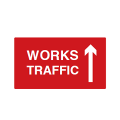 Site Sign - 6mm Correx - 594x841mm - Works traffic arrow up