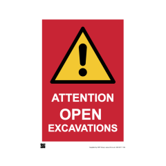 Site Sign - 3mm Correx - Attention Open excavations - 420x594mm (A2)