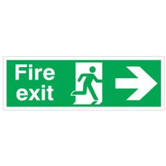Site Safety Fire Door Sign | Fire Exit Arrow Right | Dimensions: 150x450mm | Colour: Green | CMT Group UK