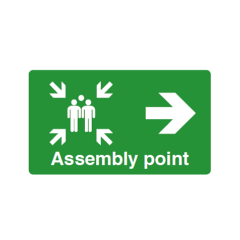 Safety Sign Assembly point (arrow right) 420x594mm 420x594mm A2 - 3mm Correx