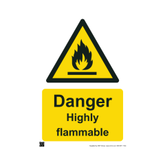 Safety Sign Danger highly flammable 420x594mm A2 - 3mm Correx