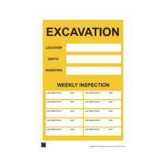 Site Sign - 3mm Correx - 420mm x 594mm (A2) - Printed: Excavation Weekly Inspection Board