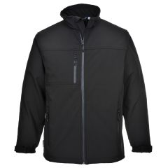 Water Repellent Technik Softshell Work Jacket 310gsm – Black – Breathable & Fleece-Lined front product image | CMT Group