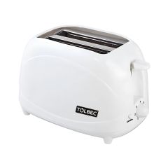 2 slice cool touch toaster white body three-quarter front view with browning dial | CMT Group UK