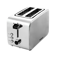 2 slice stainless steel toaster with defrost reheat and browning controls three-quarter view | CMT Group UK