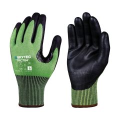 Cut resistant lightweight gloves green HPPE liner black foam nitrile palm coating front and back pair | CMT Group UK