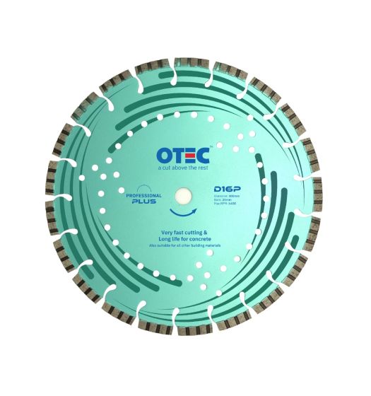 
Concrete & Reinforced Concrete Diamond Blade – Professional – 10mm Segment – Self Cooling – OTEC D16P for structural concrete cutting | CMT Group