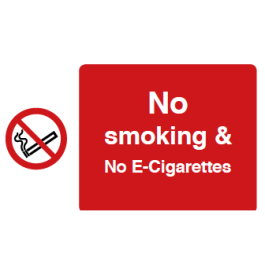 No smoking &amp; No E-Cigarettes Sign - PVC | CMT Group