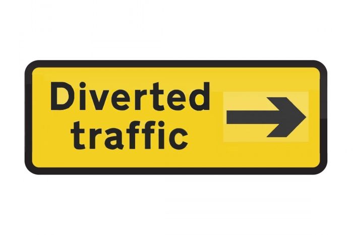 Small Plate Only - Diverted Traffic (reversible arrow)