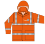 H440 Hi Vis Rain Jacket Orange - Printed Hegarty Building Contractors 100 Years on FLB & Rear