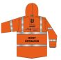 Hi Vis Railway Jacket Orange - Printed MCG on FRB & Rear + London Square on FLB & Rear + Hoist Operator on Rear 