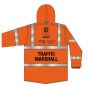 Hi Vis Railway Jacket Orange - Printed MCG on FRB & Rear + London Square on FLB & Rear + Traffic Marshall on Rear 
