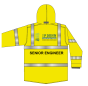 Hi Vis Jacket Yellow - Pritned JP Dunn & Senior Engineer on Rear -