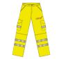 Hi Vis Polycotton Cargo Trouser Yellow – Printed Marlborough Logo on Left Leg 