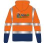 Hi Vis Two Toned Hooded Sweater Orange/Navy – Printed M&O Construction on FLB & Rear 