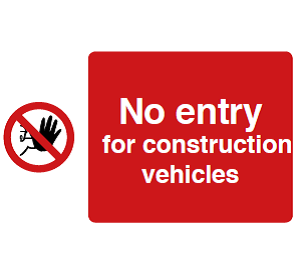 No Entry For Construction Vehicles Sign - PVC