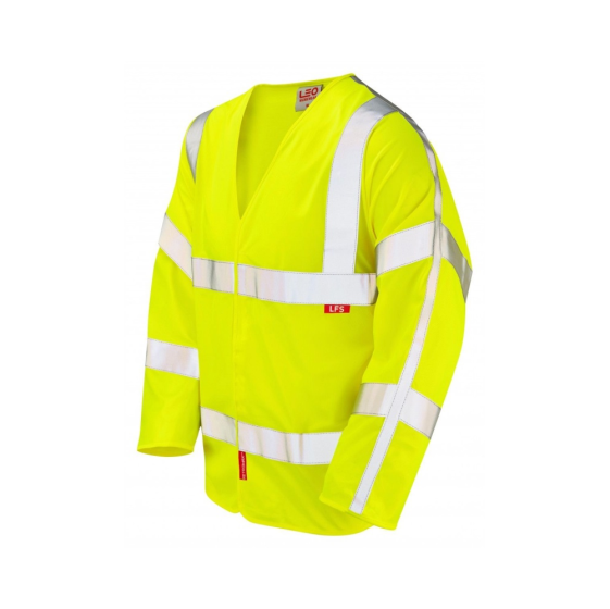 LEO Hi Vis Flame Retardant EN14116 Long Sleeve Vest Yellow (PARKHAM) - Size Small