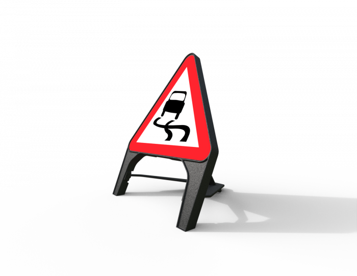 Slippery Road Q-Sign | 750mm Triangle