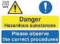 Danger Hazardous Substances - Please Observe The Correct Procedures Sign - PVC