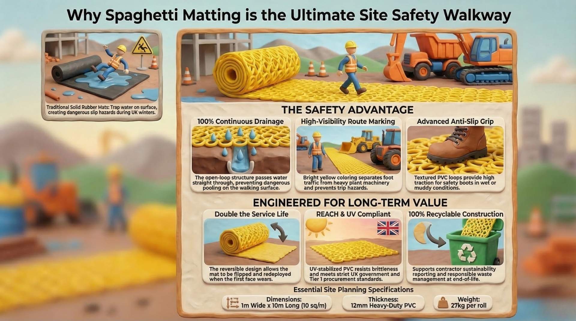 Close up of yellow spaghetti loop matting texture