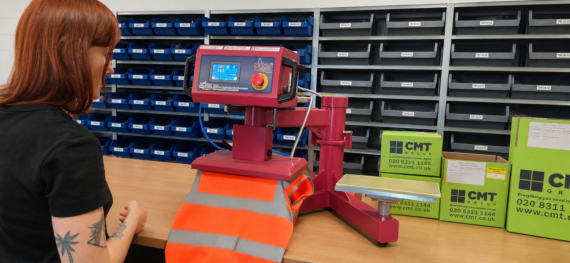 CMT BrandIT heat press for branded transfers on workwear and PPE